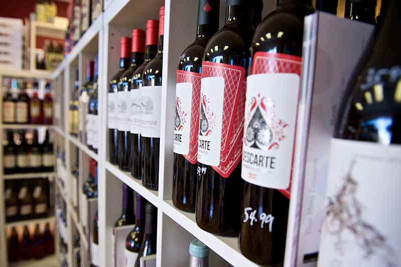 Wines displayed on store shelf